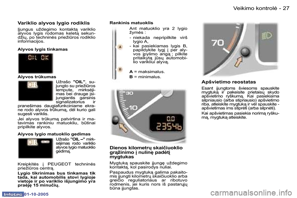 Peugeot 307 SW 2005.5  Savininko vadovas (in Lithuanian) �V�e�i�k�i�m�o� �k�o�n�t�r�o�l