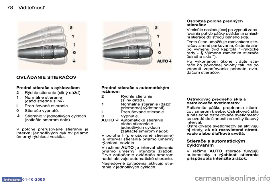 Peugeot 307 SW 2005.5  Užívateľská príručka (in Slovak) �V�i�d�i�t�e-�n�o�s"�7�8 �-
�0�1�-�1�0�-�2�0�0�5
�7�9�V�i�d�i�t�e-�n�o�s"�-
�0�1�-�1�0�-�2�0�0�5
�O�s�o�b�i�t�n�á� �p�o�l�o�h�a� �p�r�e�d�n�ý�c�h�  
�s�t�i�e�r�a�č�o�v 
�V� �m�i�n�ú�t�e� �n�a�