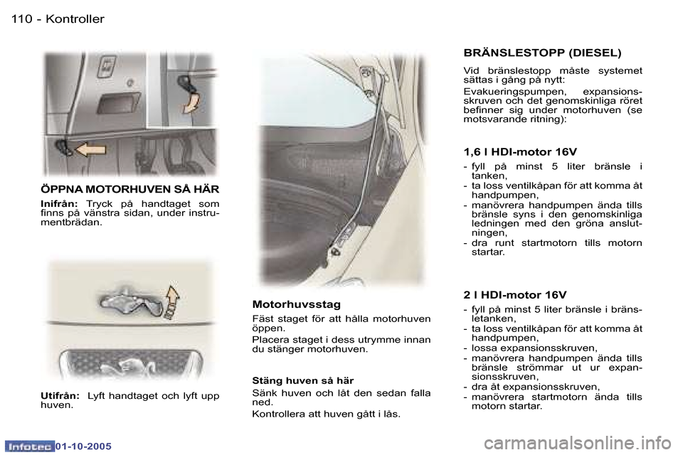Peugeot 307 SW 2005.5  Ägarmanual (in Swedish) �K�o�n�t�r�o�l�l�e�r�1�1�0 �-
�0�1�-�1�0�-�2�0�0�5
�1�1�1�K�o�n�t�r�o�l�l�e�r�-
�0�1�-�1�0�-�2�0�0�5
�Ö�P�P�N�A� �M�O�T�O�R�H�U�V�E�N� �S�Å� �H�Ä�R
�I�n�i�f�r�å�n�:�  �T�r�y�c�k�  �p�å�  �h�a�n�d