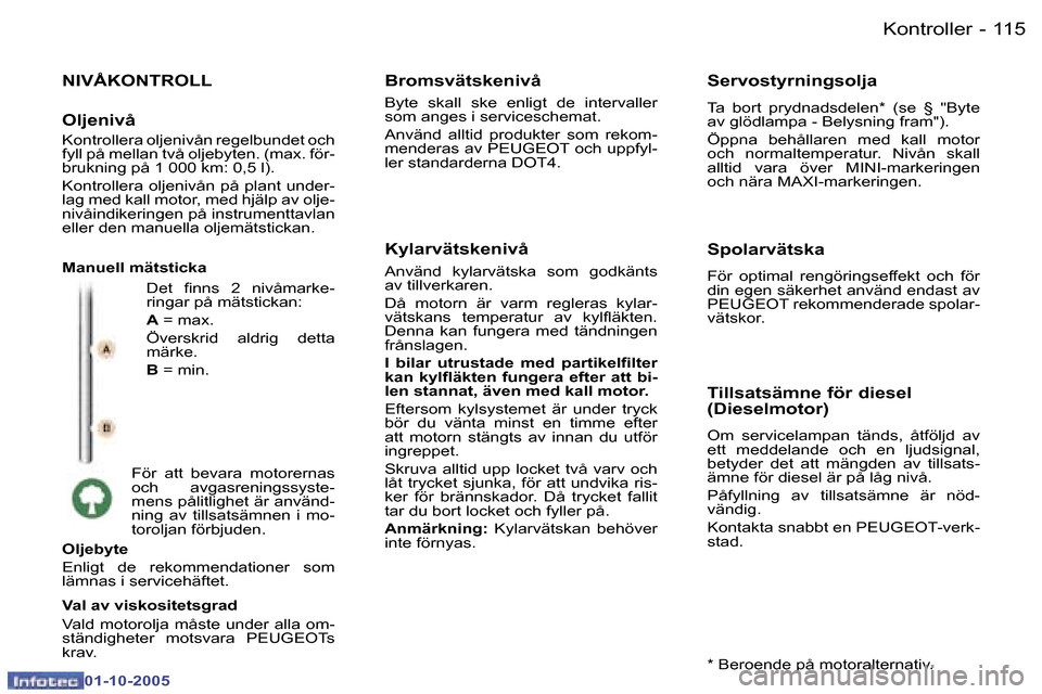 Peugeot 307 SW 2005.5  Ägarmanual (in Swedish) �K�o�n�t�r�o�l�l�e�r�1�1�4 �-
�0�1�-�1�0�-�2�0�0�5
�1�1�5�K�o�n�t�r�o�l�l�e�r�-
�0�1�-�1�0�-�2�0�0�5
�N�I�V�Å�K�O�N�T�R�O�L�L
�D�e�t�  �i�n�n�s�  �2�  �n�i�v�å�m�a�r�k�e�- 
�r�i�n�g�a�r� �p�å� �m�