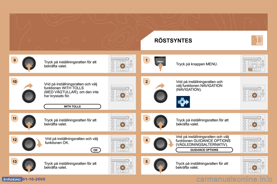Peugeot 307 SW 2005.5  Ägarmanual (in Swedish) �6
�9
�1�0
�1�1
�1�2 
�1�3 �1 
�2 
�3 
�4
�5
�0�1�-�1�0�-�2�0�0�5�0�1�-�1�0�-�2�0�0�5
�T�r�y�c�k� �p�å� �i�n�s�t�ä�l�l�n�i�n�g�s�r�a�t�t�e�n� �f�ö�r� �a�t�t�  
�b�e�k�r�ä�f�t�a� �v�a�l�e�t�. 
�T�r
