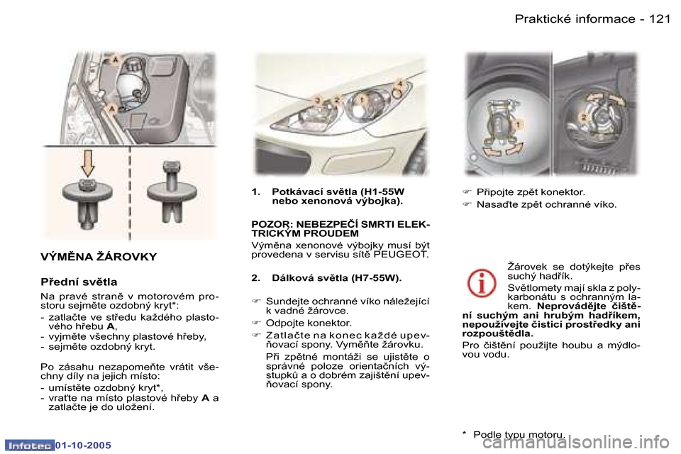 Peugeot 307 SW 2005.5  Návod k obsluze (in Czech) �P�r�a�k�t�i�c�k�é� �i�n�f�o�r�m�a�c�e�1�2�0 �-
�0�1�-�1�0�-�2�0�0�5
�1�2�1�P�r�a�k�t�i�c�k�é� �i�n�f�o�r�m�a�c�e�-
�0�1�-�1�0�-�2�0�0�5
�1�.�  �P�o�t�k�á�v�a�c�í� �s�v)�t�l�a� �(�H�1�-�5�5�W� �n