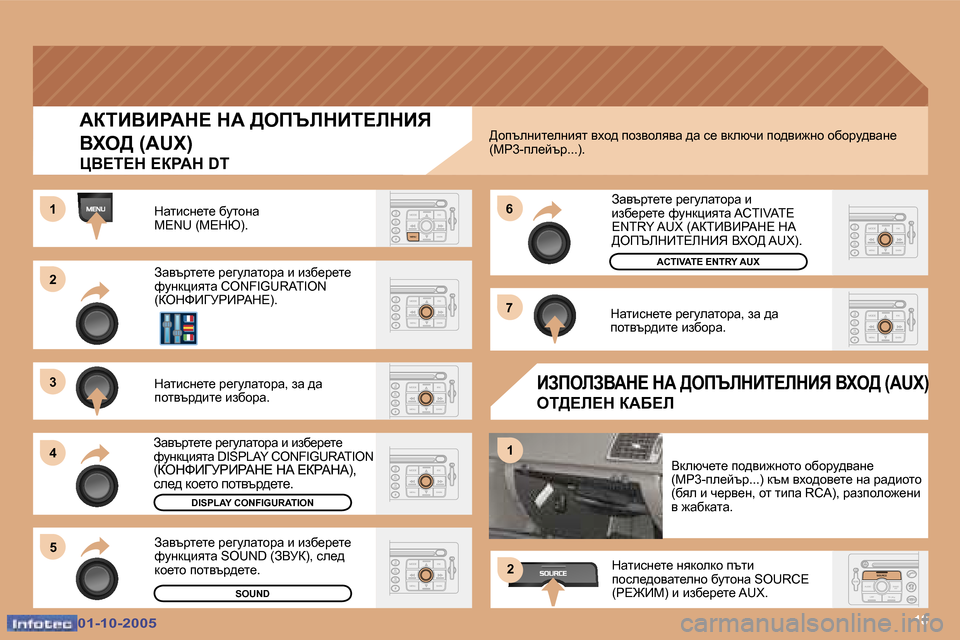 Peugeot 307 SW 2005.5  Ръководство за експлоатация (in Bulgarian) �1�8
�2 
�3 
�4�5 �6 
�7
�1
�1
�2
WaiBYBgWd?� dW� >efqbdBi?bdBv�  
Yle>� �(�A�U�X�)
mY?i?d� ?agWd� �D�T
dwlbkg_l_� xmlhgw 
�M�E�N�U� �(c?du�)