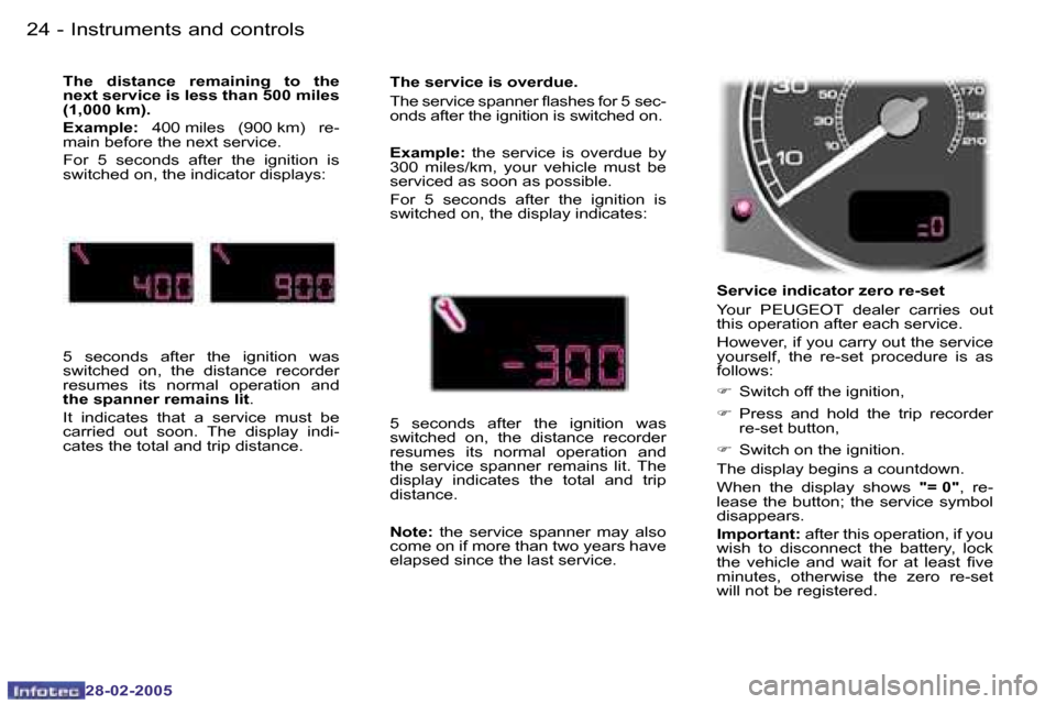 Peugeot 307 SW 2005  Owners Manual �2�4 �-
�2�8�-�0�2�-�2�0�0�5
�2�5
�-
�2�8�-�0�2�-�2�0�0�5
�S�e�r�v�i�c�e� �i�n�d�i�c�a�t�o�r� �z�e�r�o� �r�e�-�s�e�t 
�Y�o�u�r�  �P�E�U�G�E�O�T�  �d�e�a�l�e�r�  �c�a�r�r�i�e�s�  �o�u�t�  
�t�h�i�s� �o