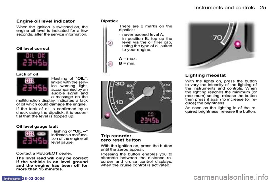 Peugeot 307 SW 2005  Owners Manual �2�4 �-
�2�8�-�0�2�-�2�0�0�5
�2�5
�-
�2�8�-�0�2�-�2�0�0�5
�L�i�g�h�t�i�n�g� �r�h�e�o�s�t�a�t
�W�i�t�h�  �t�h�e�  �l�i�g�h�t�s�  �o�n�,�  �p�r�e�s�s�  �t�h�e�  �b�u�t�t�o�n�  
�t�o�  �v�a�r�y�  �t�h�e�