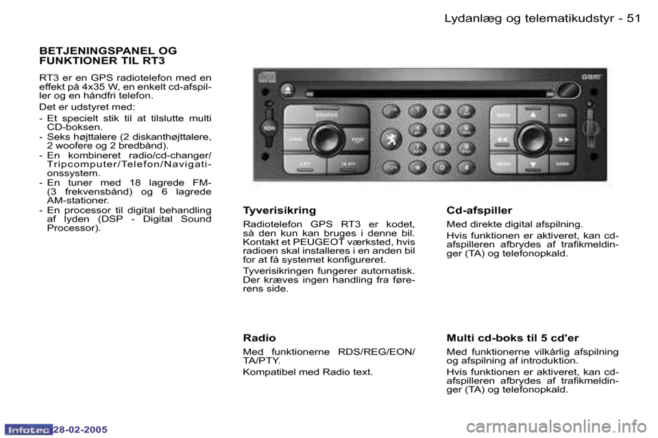 Peugeot 307 SW 2005  Instruktionsbog (in Danish) �L�y�d�a�n�l�æ�g� �o�g� �t�e�l�e�m�a�t�i�k�u�d�s�t�y�r�5�0 �-
�2�8�-�0�2�-�2�0�0�5
�5�1�L�y�d�a�n�l�æ�g� �o�g� �t�e�l�e�m�a�t�i�k�u�d�s�t�y�r�-
�2�8�-�0�2�-�2�0�0�5
�B�E�T�J�E�N�I�N�G�S�P�A�N�E�L� �