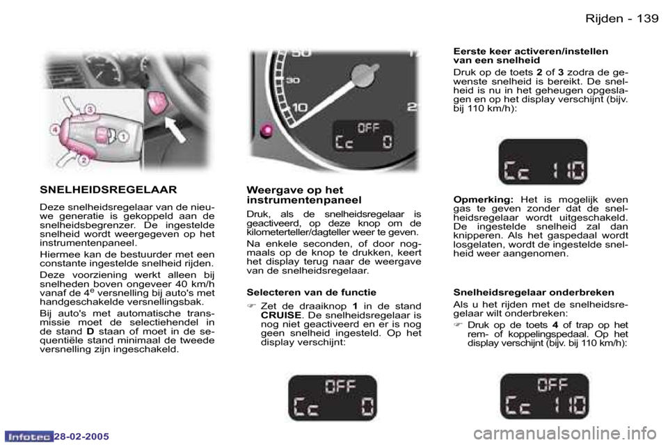 Peugeot 307 SW 2005  Handleiding (in Dutch) �1�3�8 �-
�2�8�-�0�2�-�2�0�0�5
�1�3�9
�-
�2�8�-�0�2�-�2�0�0�5
�S�N�E�L�H�E�I�D�S�R�E�G�E�L�A�A�R
�D�e�z�e� �s�n�e�l�h�e�i�d�s�r�e�g�e�l�a�a�r� �v�a�n� �d�e� �n�i�e�u�- 
�w�e�  �g�e�n�e�r�a�t�i�e�  �i�
