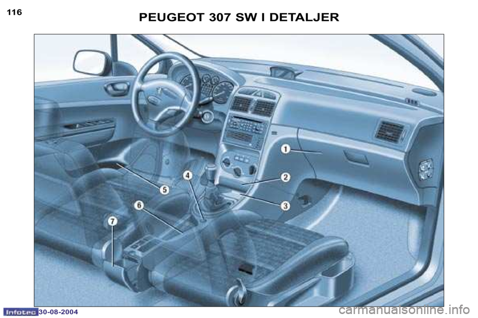 Peugeot 307 SW 2004.5  Instruktionsbog (in Danish) �1�1�6
�3�0�-�0�8�-�2�0�0�4
�1�1�7
�3�0�-�0�8�-�2�0�0�4
�P�E�U�G�E�O�T� �3�0�7� �S�W� �I� �D�E�T�A�L�J�E�R  