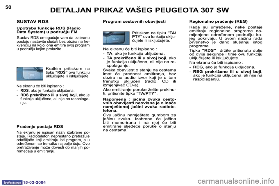 Peugeot 307 SW 2004  Vodič za korisnike (in Croatian) �1�5�-�0�3�-�2�0�0�4�1�5�-�0�3�-�2�0�0�4
�5�0�5�1�D�E�T�A�L�J�A�N� �P�R�I�K�A�Z� �V�A�Š�E�G� �P�E�U�G�E�O�T�A� �3�0�7� �S�W
�R�e�g�i�o�n�a�l�n�o� �p�r�a�ć�e�n�j�e� �(�R�E�G�) 
�K�a�d�a�  �s�u�  �u�m