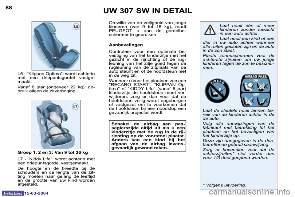 Peugeot 307 SW 2004  Handleiding (in Dutch) �1�5�-�0�3�-�2�0�0�4�1�5�-�0�3�-�2�0�0�4
�8�8�8�9�U�W� �3�0�7� �S�W� �I�N� �D�E�T�A�I�L
�L�a�a�t�  �n�o�o�i�t�  �é�é�n�  �o�f�  �m�e�e�r�  
�k�i�n�d�e�r�e�n�  �z�o�n�d�e�r�  �t�o�e�z�i�c�h�t� 
�i�n�