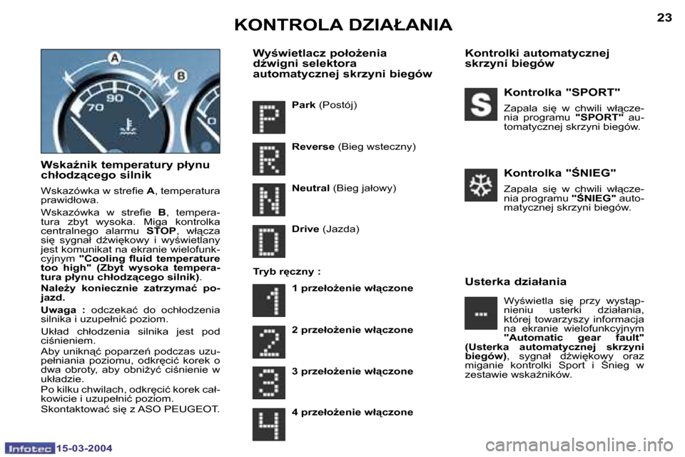 Peugeot 307 SW 2004  Instrukcja Obsługi (in Polish) �2�2
�1�5�-�0�3�-�2�0�0�4
�2�3
�1�5�-�0�3�-�2�0�0�4
�W�s�k�aE�n�i�k� �t�e�m�p�e�r�a�t�u�r�y� �p�ł�y�n�u�  
�c�h�ł�o�d�z"�c�e�g�o� �s�i�l�n�i�k
�W�s�k�a�z�ó�w�k�a� �w� �s�t�r�e�i�e� �A�,� �t�e�m�p
