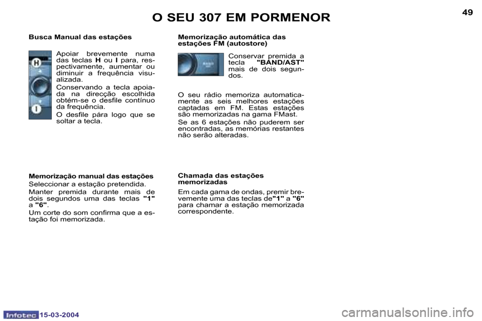 Peugeot 307 SW 2004  Manual do proprietário (in Portuguese) �1�5�-�0�3�-�2�0�0�4�1�5�-�0�3�-�2�0�0�4
�4�8�4�9
�A�p�o�i�a�r�  �b�r�e�v�e�m�e�n�t�e�  �n�u�m�a�  
�d�a�s�  �t�e�c�l�a�s� �H� �o�u�  �I�  �p�a�r�a�,�  �r�e�s�-
�p�e�c�t�i�v�a�m�e�n�t�e�,�  �a�u�m�e�n