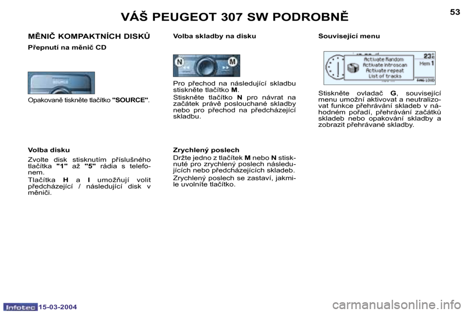 Peugeot 307 SW 2004  Návod k obsluze (in Czech) �1�5�-�0�3�-�2�0�0�4�1�5�-�0�3�-�2�0�0�4
�5�2�5�3�V�Á�Š� �P�E�U�G�E�O�T� �3�0�7� �S�W� �P�O�D�R�O�B�N(
�P�r�o�  �p9�e�c�h�o�d�  �n�a�  �n�á�s�l�e�d�u�j�í�c�í�  �s�k�l�a�d�b�u�  
�s�t�i�s�k�n)�