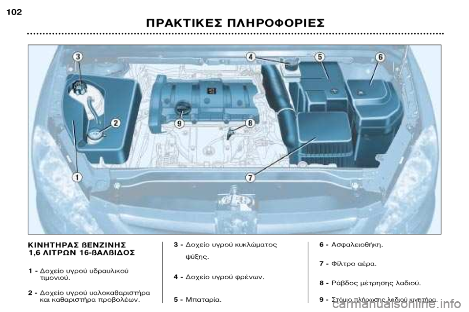 Peugeot 307 SW 2002  Εγχειρίδιο χρήσης (in Greek) ¶ƒ∞∫∆π∫∂™ ¶§∏ƒ√º√ƒπ∂™
102
∫π¡∏∆∏ƒ∞™ ß∂¡∑π¡∏™ 
1,6 §π∆ƒø¡ 16-ß∞§ßπ¢√™ 
1 -
¢Ô¯Â›Ô ˘ÁÚÔ‡ ˘‰Ú·˘ÏÈÎÔ‡ 