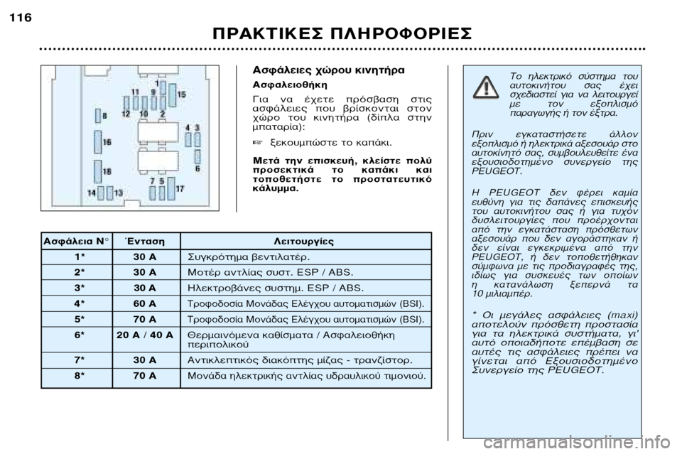 Peugeot 307 SW 2002  Εγχειρίδιο χρήσης (in Greek) ∞ÛÊ¿ÏÂÈÂ˜ ¯ÒÚÔ˘ ÎÈÓËÙ‹Ú· 
∞ÛÊ·ÏÂÈÔı‹ÎË
°È·  Ó·  ¤¯ÂÙÂ  ÚﬁÛ‚·ÛË  ÛÙÈ˜ 
·ÛÊ¿ÏÂÈÂ˜  Ô˘  ‚Ú›ÛÎÔÓÙ·È  ÛÙÔÓ
¯Ò