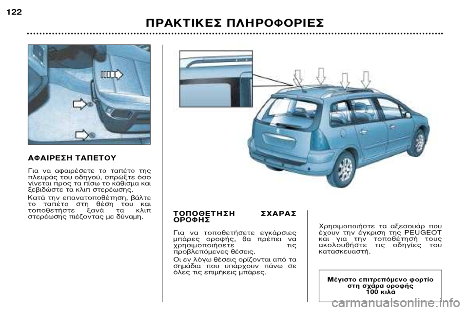 Peugeot 307 SW 2002  Εγχειρίδιο χρήσης (in Greek) Aº∞πƒ∂™∏ ∆∞¶∂∆√À 
°È·  Ó·  ·Ê·ÈÚ¤ÛÂÙÂ  Ùo  Ù·¤Ùo  ÙË˜ 
ÏÂ˘Ú¿˜ ÙÔ˘ Ô‰ËÁÔ‡, ÛÚÒÍÙÂ ﬁÛÔÁ›ÓÂÙ·È ÚÔ˜ Ù· 