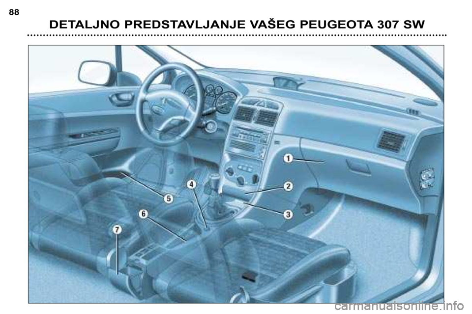 Peugeot 307 SW 2002  Упутство за употребу (in Serbian) DETALJNO PREDSTAVLJANJE VAŠEG PEUGEOTA 307 SW
88  