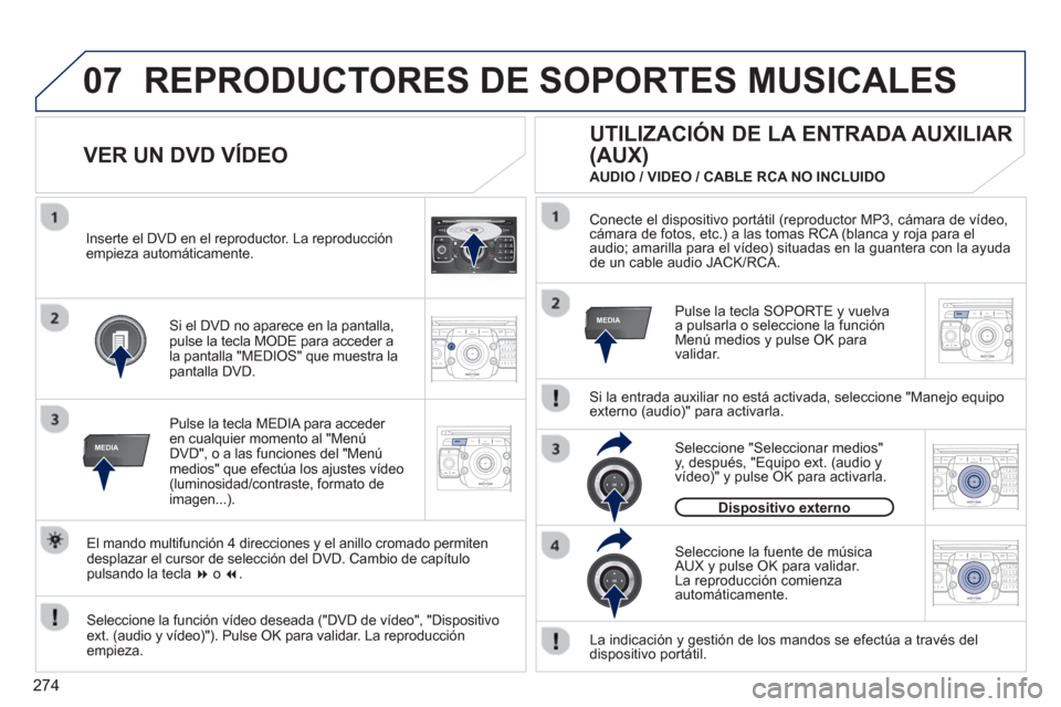 Peugeot 308 SW BL 2013  Manual del propietario (in Spanish) 274
07
MEDIA
2ABC3DEF5JKL4GHI6MNO8TUV7PQRS9WXYZ0*#
1RADIO MEDIANAV ESC TRAFFIC
SETUPADDR
BOOK
MEDIA
2ABC3DEF5JKL4GHI6MNO8TUV7PQRS9WXYZ0*#
1RADIO MEDIANAV ESC TRAFFIC
SETUPADDR
BOOK
2ABC3DEF5JKL4GHI6MN