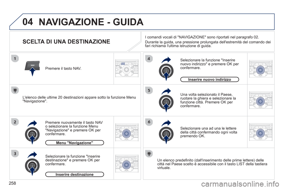 Peugeot 308 SW BL 2012.5 Manuale del proprietario (in Italian) 258
04
NAV2ABC3DEF5JKL4GHI6MNO8TUV7PQRS9WXYZ0*#
1RADIO MEDIANAV ESC TRAFFIC
SETUPADDR
BOOK
2ABC3DEF5JKL4GHI6MNO8TUV7PQRS9WXYZ0*#
1RADIO MEDIANAV ESC TRAFFIC
SETUPADDR
BOOK
2ABC3DEF5JKL4GHI6MNO8TUV7PQR Peugeot 308 SW BL 2012.5 Manuale del proprietario (in Italian) 258
04
NAV2ABC3DEF5JKL4GHI6MNO8TUV7PQRS9WXYZ0*#
1RADIO MEDIANAV ESC TRAFFIC
SETUPADDR
BOOK
2ABC3DEF5JKL4GHI6MNO8TUV7PQRS9WXYZ0*#
1RADIO MEDIANAV ESC TRAFFIC
SETUPADDR
BOOK
2ABC3DEF5JKL4GHI6MNO8TUV7PQR