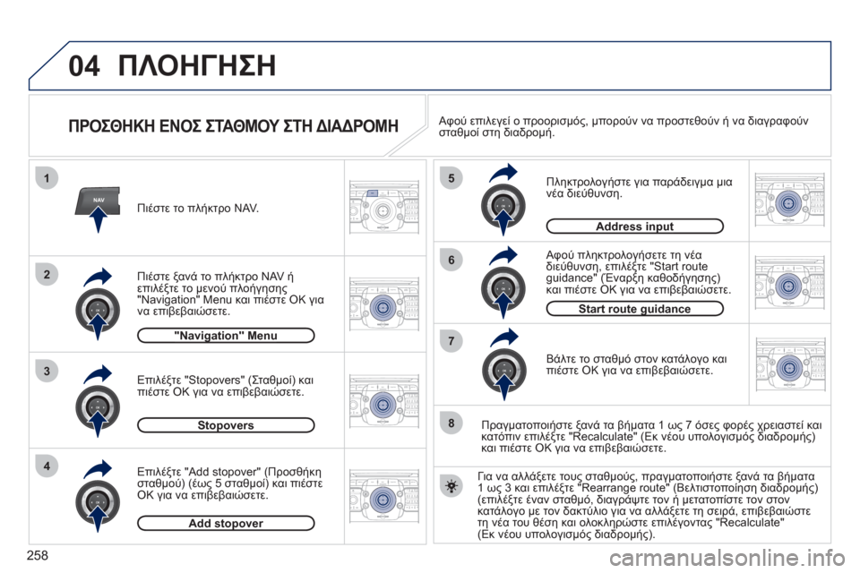 Peugeot 308 SW BL 2011  Εγχειρίδιο χρήσης (in Greek) 258
04
2ABC3DEF5JKL4GHI6MNO8TUV7PQRS9WXYZ0*#
1RADIO MEDIANAVESC TRAFFIC
SETUPADDR
BOOK
2ABC3DEF5JKL4GHI6MNO8TUV7PQRS9WXYZ0*#
1RADIO MEDIANAV ESC TRAFFIC
SETUPADDR
BOOK
NAV
1
3
4
5
6
7
2ABC3DEF5JKL4GHI