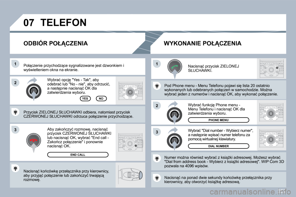 Peugeot 308 SW BL 2009.5  Instrukcja Obsługi (in Polish) 257
�3
11
�2
�3
�2
07
� �N�a�c�i�s�n"�ć� �k�o1�c�ó�w�k
� �p�r�z�e�ł"�c�z�n�i�k�a� �p�r�z�y� �k�i�e�r�o�w�n�i�c�y�,� �a�b�y� �p�r�z�y�j"�ć� �p�o�ł"�c�z�e�n�i�e� �l�u�b� �z�a�k�o1�c�z�y�ć� 