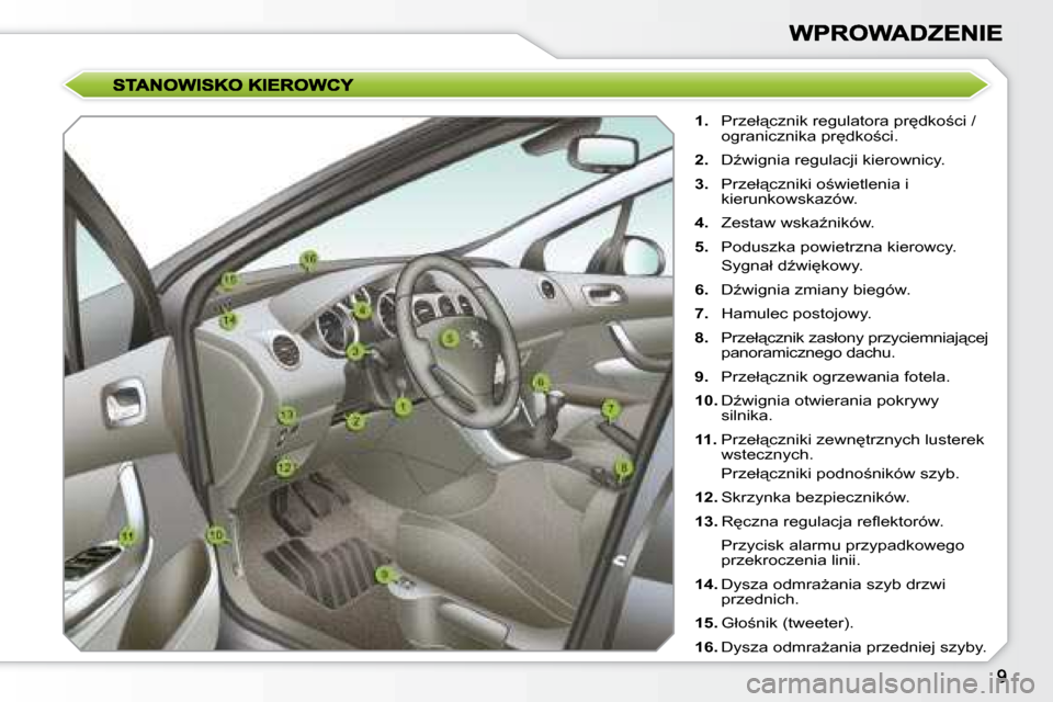 Peugeot 308 SW BL 2008.5  Instrukcja Obsługi (in Polish)    
1. � �  �P�r�z�e�ł"�c�z�n�i�k� �r�e�g�u�l�a�t�o�r�a� �p�r
�d�k�o;�c�i� �/� 
�o�g�r�a�n�i�c�z�n�i�k�a� �p�r
�d�k�o;�c�i�.� 
  
2. � �  �DE�w�i�g�n�i�a� �r�e�g�u�l�a�c�j�i� �k�i�e�r�o�w�n�i�c