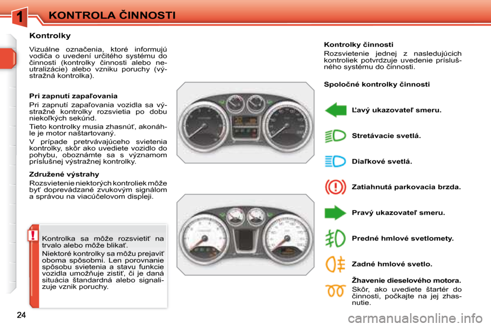 Peugeot 308 SW BL 2008  Užívateľská príručka (in Slovak) !
�K�O�N�T�R�O�L�A� �Č�I�N�N�O�S�T�I
� �K�o�n�t�r�o�l�k�a�  �s�a�  �m�ô�ž�e�  �r�o�z�s�v�i�e�t�i?�  �n�a�  
�t�r�v�a�l�o� �a�l�e�b�o� �m�ô�ž�e� �b�l�i�k�a?�.�  
� �N�i�e�k�t�o�r�é� �k�o�n�t�r�