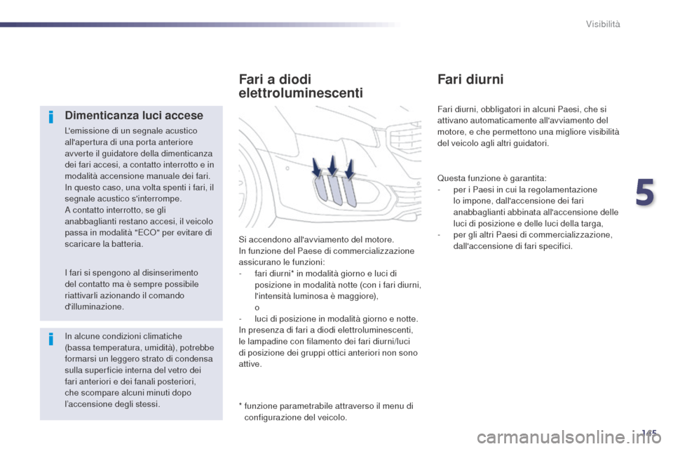 Peugeot 508 RXH 2014 Manuale del proprietario (in Italian) 145
508RXH_it_Chap05_visibilite_ed01-2014
Dimenticanza luci accese
Lemissione di un segnale acustico
allapertura di una porta anteriore
avverte il guidatore della dimenticanza
dei fari accesi, a Peugeot 508 RXH 2014 Manuale del proprietario (in Italian) 145
508RXH_it_Chap05_visibilite_ed01-2014
Dimenticanza luci accese
Lemissione di un segnale acustico
allapertura di una porta anteriore
avverte il guidatore della dimenticanza
dei fari accesi, a