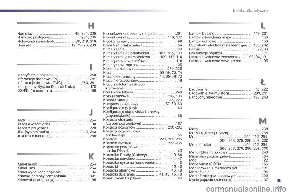 Peugeot 508 RXH 2014 Instrukcja Obsługi (in Polish) 321
508RXH_pl_Chap13_index-alpha_ed01-2014
Lampki boczne ...................................... 149, 201
Lampki oświetlenia mapy .............................15
6
Lampki sufitowe
................. Peugeot 508 RXH 2014 Instrukcja Obsługi (in Polish) 321
508RXH_pl_Chap13_index-alpha_ed01-2014
Lampki boczne ...................................... 149, 201
Lampki oświetlenia mapy .............................15
6
Lampki sufitowe
.................
