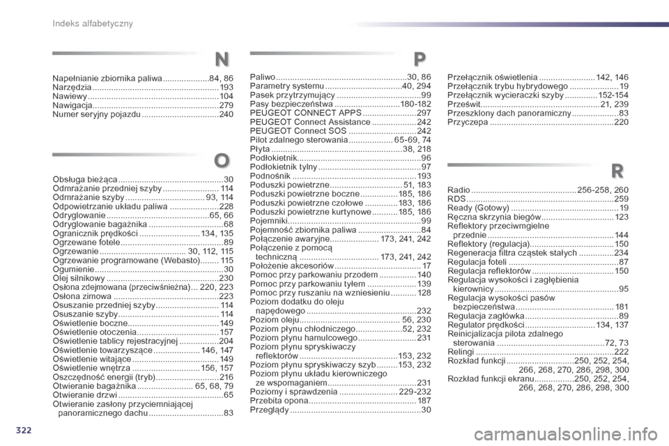 Peugeot 508 RXH 2014 Instrukcja Obsługi (in Polish) 322
508RXH_pl_Chap13_index-alpha_ed01-2014
Przełącznik oświetlenia ........................14 2, 146
Przełącznik trybu hybrydowego .....................19
P
rzełącznik wycieraczki szyby
.... Peugeot 508 RXH 2014 Instrukcja Obsługi (in Polish) 322
508RXH_pl_Chap13_index-alpha_ed01-2014
Przełącznik oświetlenia ........................14 2, 146
Przełącznik trybu hybrydowego .....................19
P
rzełącznik wycieraczki szyby
....