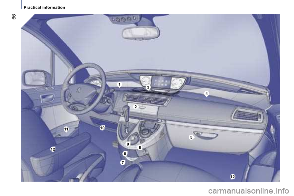Peugeot 807 Dag 2007  Owners Manual �6
�5
�1
�2
�3
�4
�9
�8
�7
�1�0�1�1
�1�2
�1�2
�P�r�a�c�t�i�c�a�l� �i�n�f�o�r�m�a�t�i�o�n
�6�6  