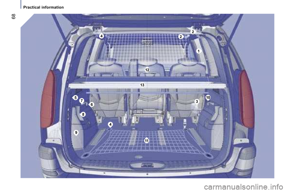 Peugeot 807 Dag 2007  Owners Manual �2�4�2
�1
�3
�4
�5
�6�7
�8
�9
�1�1
�1�2
�1�0
�1�3
�P�r�a�c�t�i�c�a�l� �i�n�f�o�r�m�a�t�i�o�n
�6�8  