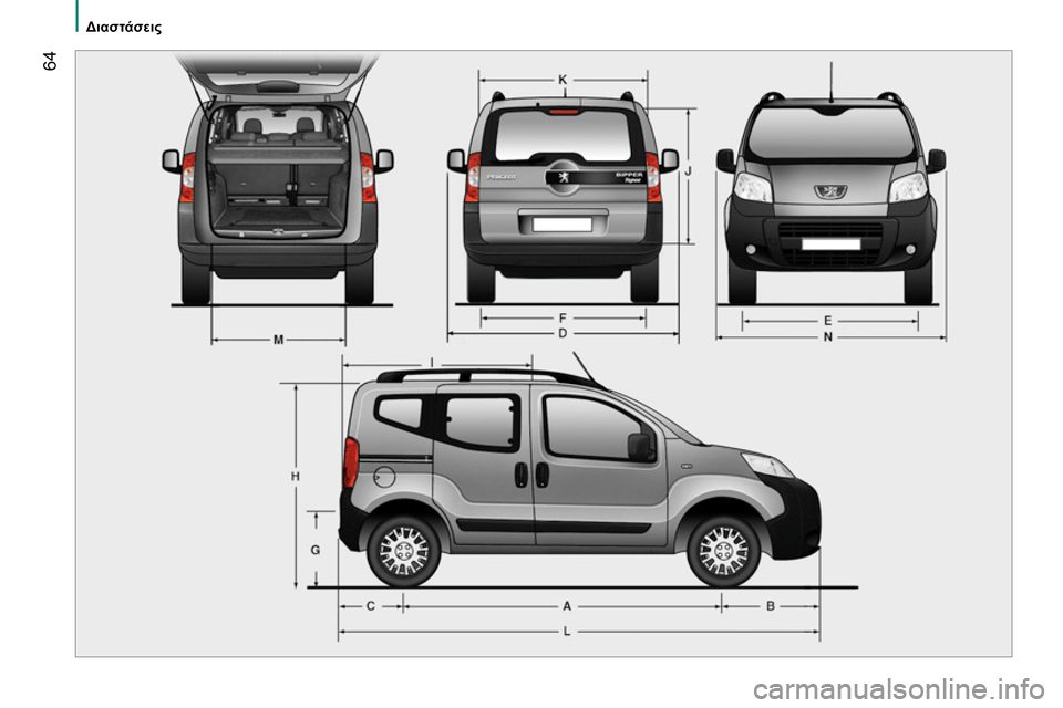 Peugeot Bipper 2014  Εγχειρίδιο χρήσης (in Greek)  64
 
 
 Διαστάσεις 
 
  