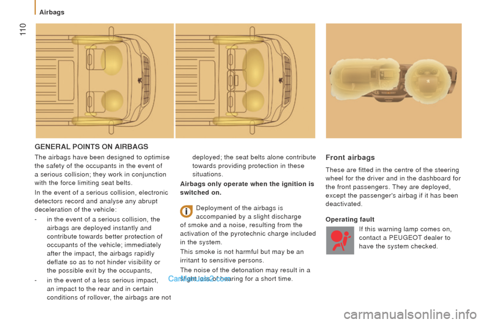 Peugeot Boxer 2015.5 Owners Manual - RHD (UK, Australia) 11 0
GEnErAL PoIntS on AIrBAGS
the airbags have been designed to optimise
the safety of the occupants in the event of
a serious collision; they work in conjunction
with the force limiting seat be Peugeot Boxer 2015.5 Owners Manual - RHD (UK, Australia) 11 0
GEnErAL PoIntS on AIrBAGS
the airbags have been designed to optimise
the safety of the occupants in the event of
a serious collision; they work in conjunction
with the force limiting seat be