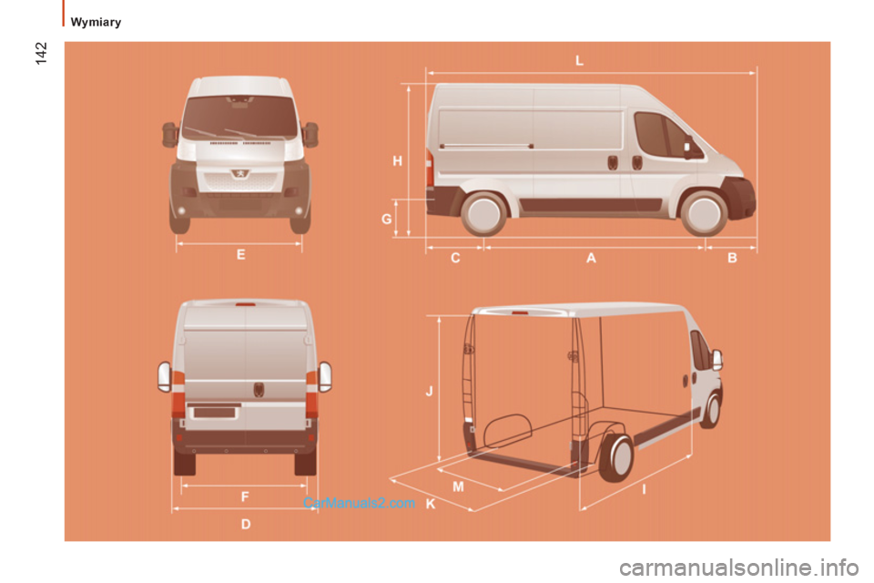 Peugeot Boxer 2012  Instrukcja Obsługi (in Polish) 142
   
 
Wymiary   