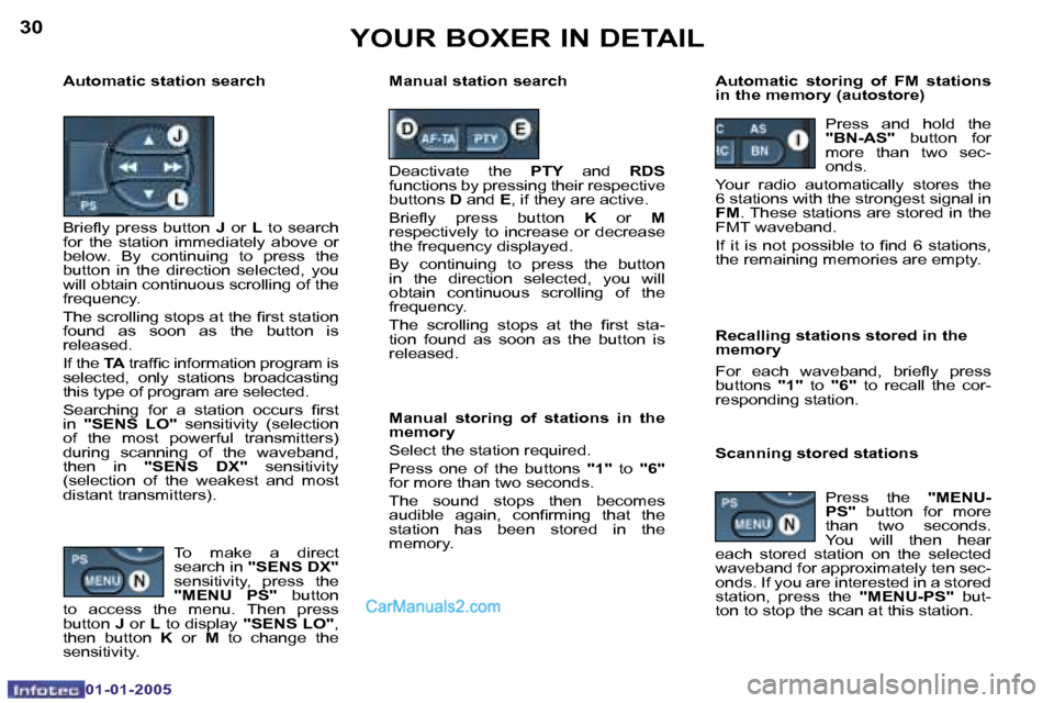 Peugeot Boxer 2005  Owners Manual �3�0
�0�1�-�0�1�-�2�0�0�5
�3�1
�0�1�-�0�1�-�2�0�0�5
�  �T�o�  �m�a�k�e�  �a�  �d�i�r�e�c�t� �s�e�a�r�c�h� �i�n� �"�S�E�N�S� �D�X�" � 
�s�e�n�s�i�t�i�v�i�t�y�,�  �p�r�e�s�s�  �t�h�e�  
�"�M�E�N�U�  �P�