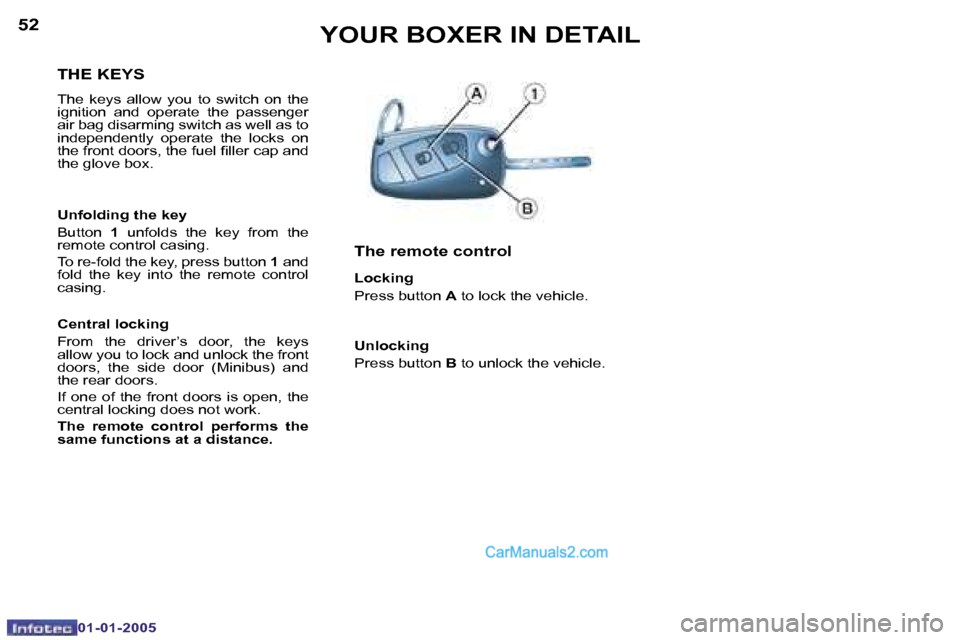 Peugeot Boxer 2005  Owners Manual �5�2
�0�1�-�0�1�-�2�0�0�5
�5�3
�0�1�-�0�1�-�2�0�0�5
�T�H�E� �K�E�Y�S
�T�h�e�  �k�e�y�s�  �a�l�l�o�w�  �y�o�u�  �t�o�  �s�w�i�t�c�h�  �o�n�  �t�h�e�  
�i�g�n�i�t�i�o�n�  �a�n�d�  �o�p�e�r�a�t�e�  �t�h�