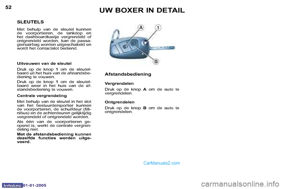 Peugeot Boxer 2005  Handleiding (in Dutch) �5�2
�0�1�-�0�1�-�2�0�0�5
�5�3
�0�1�-�0�1�-�2�0�0�5
�S�L�E�U�T�E�L�S
�M�e�t�  �b�e�h�u�l�p�  �v�a�n�  �d�e�  �s�l�e�u�t�e�l�  �k�u�n�n�e�n�  
�d�e�  �v�o�o�r�p�o�r�t�i�e�r�e�n�,�  �d�e�  �t�a�n�k�d�o�
