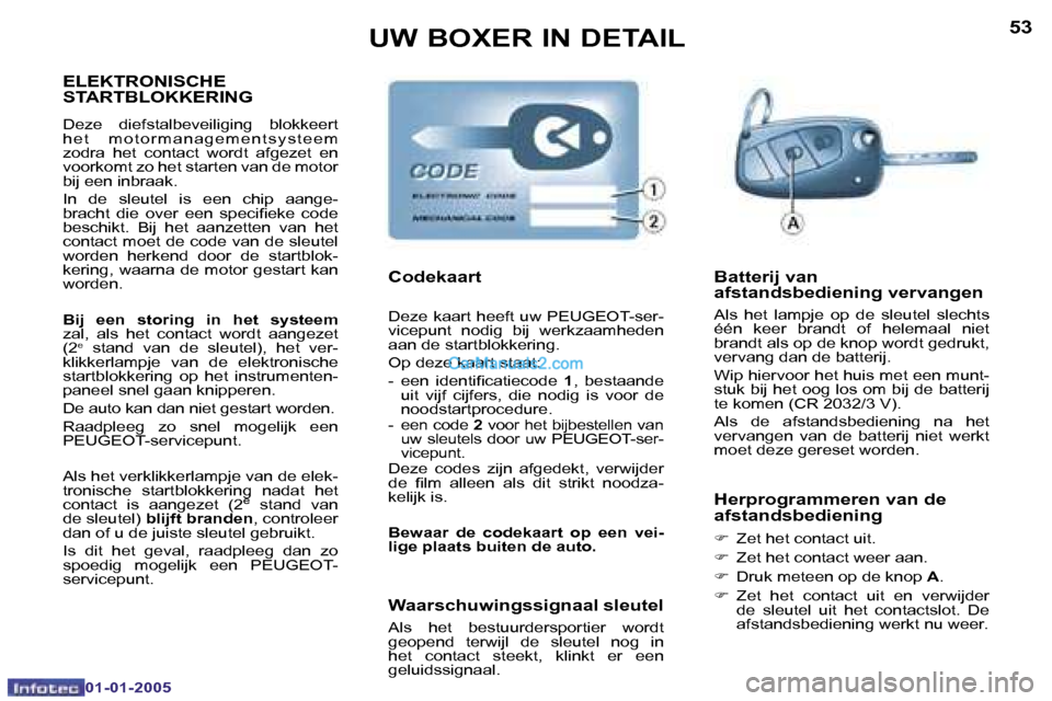 Peugeot Boxer 2005  Handleiding (in Dutch) �5�2
�0�1�-�0�1�-�2�0�0�5
�5�3
�0�1�-�0�1�-�2�0�0�5
�E�L�E�K�T�R�O�N�I�S�C�H�E�  
�S�T�A�R�T�B�L�O�K�K�E�R�I�N�G
�D�e�z�e�  �d�i�e�f�s�t�a�l�b�e�v�e�i�l�i�g�i�n�g�  �b�l�o�k�k�e�e�r�t�  
�h �e �t � � 