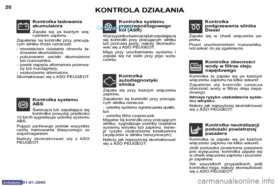 Peugeot Boxer 2005  Instrukcja Obsługi (in Polish) �2�0
�0�1�-�0�1�-�2�0�0�5
�2�1
�0�1�-�0�1�-�2�0�0�5
�K�o�n�t�r�o�l�k�a� �ł�a�d�o�w�a�n�i�a�  
�a�k�u�m�u�l�a�t�o�r�a
�Z�a�p�a�l�a�  �s�i
�  �z�a�  �k�aG�d�y�m�  �w�ł�- 
�c�z�e�n�i�e�m� �z�a�p�ł