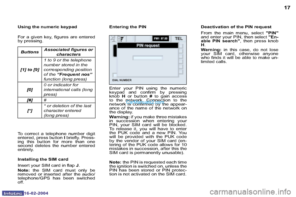 Peugeot Boxer 2004  Owners Manual �1�6
�1�6�-�0�2�-�2�0�0�4
�1�7
�1�6�-�0�2�-�2�0�0�4
�U�s�i�n�g� �t�h�e� �n�u�m�e�r�i�c� �k�e�y�p�a�d 
�F�o�r�  �a�  �g�i�v�e�n�  �k�e�y�,�  �i�g�u�r�e�s�  �a�r�e�  �e�n�t�e�r�e�d�  
�b�y� �p�r�e�s�s�i