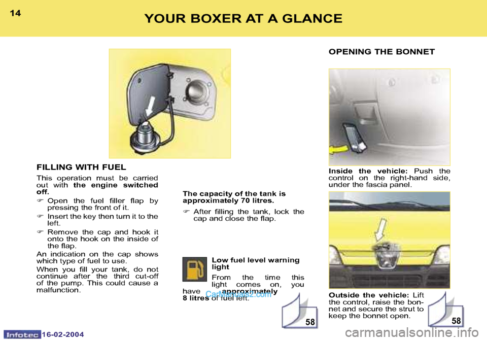 Peugeot Boxer 2004  Owners Manual �1�6�-�0�2�-�2�0�0�4�1�6�-�0�2�-�2�0�0�4
�5�8�5�8
�1�4�1�5�Y�O�U�R� �B�O�X�E�R� �A�T� �A� �G�L�A�N�C�E
�F�I�L�L�I�N�G� �W�I�T�H� �F�U�E�L
�T�h�i�s�  �o�p�e�r�a�t�i�o�n�  �m�u�s�t�  �b�e�  �c�a�r�r�i�e