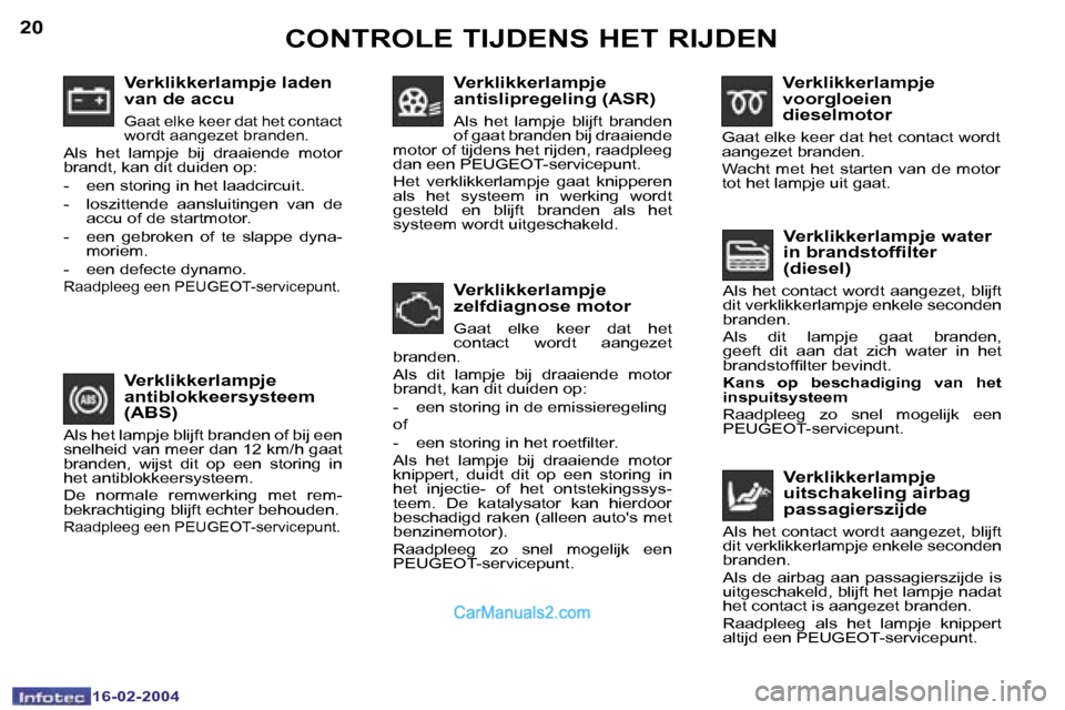 Peugeot Boxer 2004  Handleiding (in Dutch) �2�0
�1�6�-�0�2�-�2�0�0�4
�2�1
�1�6�-�0�2�-�2�0�0�4
�V�e�r�k�l�i�k�k�e�r�l�a�m�p�j�e� �l�a�d�e�n�  
�v�a�n� �d�e� �a�c�c�u
�G�a�a�t� �e�l�k�e� �k�e�e�r� �d�a�t� �h�e�t� �c�o�n�t�a�c�t�  
�w�o�r�d�t� �