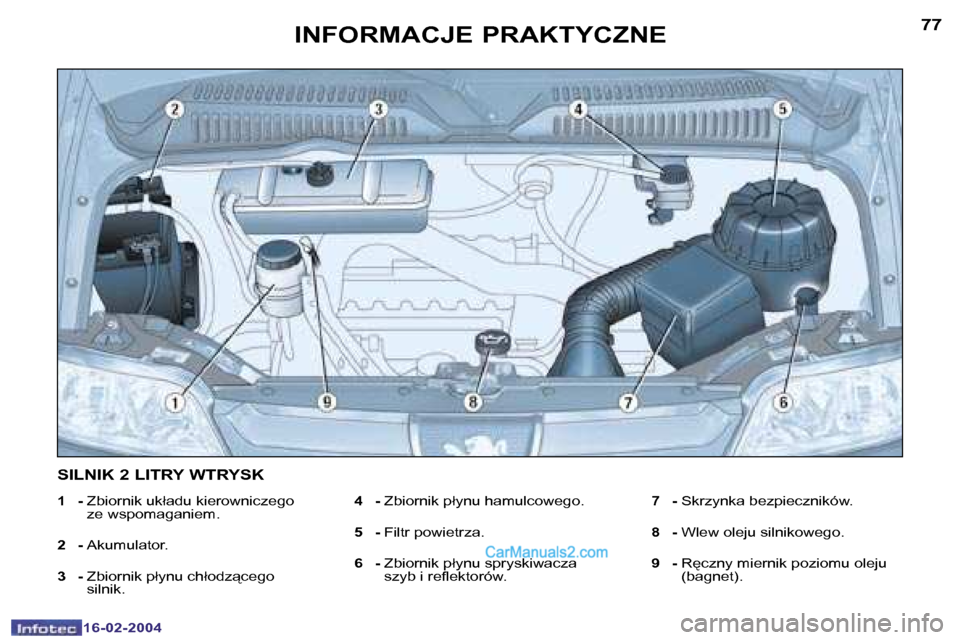 Peugeot Boxer 2004  Instrukcja Obsługi (in Polish) �7�7
�1�6�-�0�2�-�2�0�0�4
�I�N�F�O�R�M�A�C�J�E� �P�R�A�K�T�Y�C�Z�N�E
�1�  �-� �Z�b�i�o�r�n�i�k� �u�k�ł�a�d�u� �k�i�e�r�o�w�n�i�c�z�e�g�o�  
�z�e� �w�s�p�o�m�a�g�a�n�i�e�m�.
�2�  �-�  �A�k�u�m�u�l�a�t