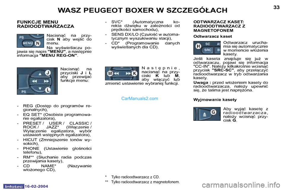 Peugeot Boxer 2004  Instrukcja Obsługi (in Polish) �3�2
�1�6�-�0�2�-�2�0�0�4
�3�3
�1�6�-�0�2�-�2�0�0�4
�-�  �S�V�C�*�  �(�A�u�t�o�m�a�t�y�c�z�n�a�  �k�o�-�r�e�k�t�a�  �dE�w�i
�k�u�  �w�  �z�a�l�eG�n�o;�c�i�  �o�d�  
�p�r
�d�k�o;�c�i� �s�a�m�o�c�