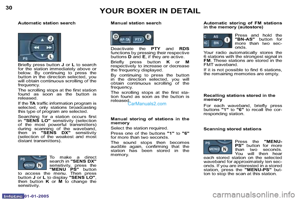 Peugeot Boxer Dag 2005  Owners Manual �3�0
�0�1�-�0�1�-�2�0�0�5
�3�1
�0�1�-�0�1�-�2�0�0�5
�  �T�o�  �m�a�k�e�  �a�  �d�i�r�e�c�t� �s�e�a�r�c�h� �i�n� �"�S�E�N�S� �D�X�" � 
�s�e�n�s�i�t�i�v�i�t�y�,�  �p�r�e�s�s�  �t�h�e�  
�"�M�E�N�U�  �P�