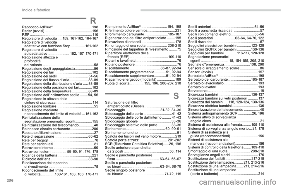 Peugeot Expert 2019 Manuale del proprietario (in Italian) 236
RRabbocco AdBlue® .......................................19 8
Radar (avvisi)
................................................ 15 6
REF
...............
......................................... Peugeot Expert 2019 Manuale del proprietario (in Italian) 236
RRabbocco AdBlue® .......................................19 8
Radar (avvisi)
................................................ 15 6
REF
...............
.........................................