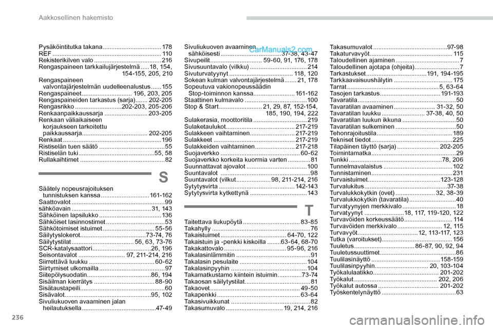 Peugeot Expert 2019 Omistajan käsikirja (in Finnish) 236
Pysäköintitutka takana ..................................178
REF ............... ................................................ 11 0
Rekisterikilven valo
................................... Peugeot Expert 2019 Omistajan käsikirja (in Finnish) 236
Pysäköintitutka takana ..................................178
REF ............... ................................................ 11 0
Rekisterikilven valo
...................................