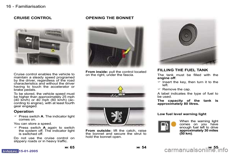 Peugeot Expert 2005  Owners Manual �1�6 �-
�1�5�-�0�1�-�2�0�0�5
�O�P�E�N�I�N�G� �T�H�E� �B�O�N�N�E�T
�F�r�o�m� �i�n�s�i�d�e�:� �p�u�l�l� �t�h�e� �c�o�n�t�r�o�l� �l�o�c�a�t�e�d� 
�o�n� �t�h�e� �r�i�g�h�t�,� �u�n�d�e�r� �t�h�e� �f�a�s�c�