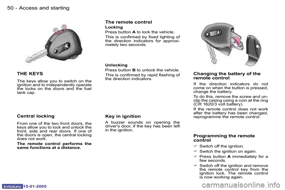Peugeot Expert 2005  Owners Manual �5�0 �-
�1�5�-�0�1�-�2�0�0�5
�5�1
�-
�1�5�-�0�1�-�2�0�0�5
�T�H�E� �K�E�Y�S
�T�h�e�  �k�e�y�s�  �a�l�l�o�w�  �y�o�u�  �t�o�  �s�w�i�t�c�h�  �o�n�  �t�h�e�  
�i�g�n�i�t�i�o�n� �a�n�d� �t�o� �i�n�d�e�p�e